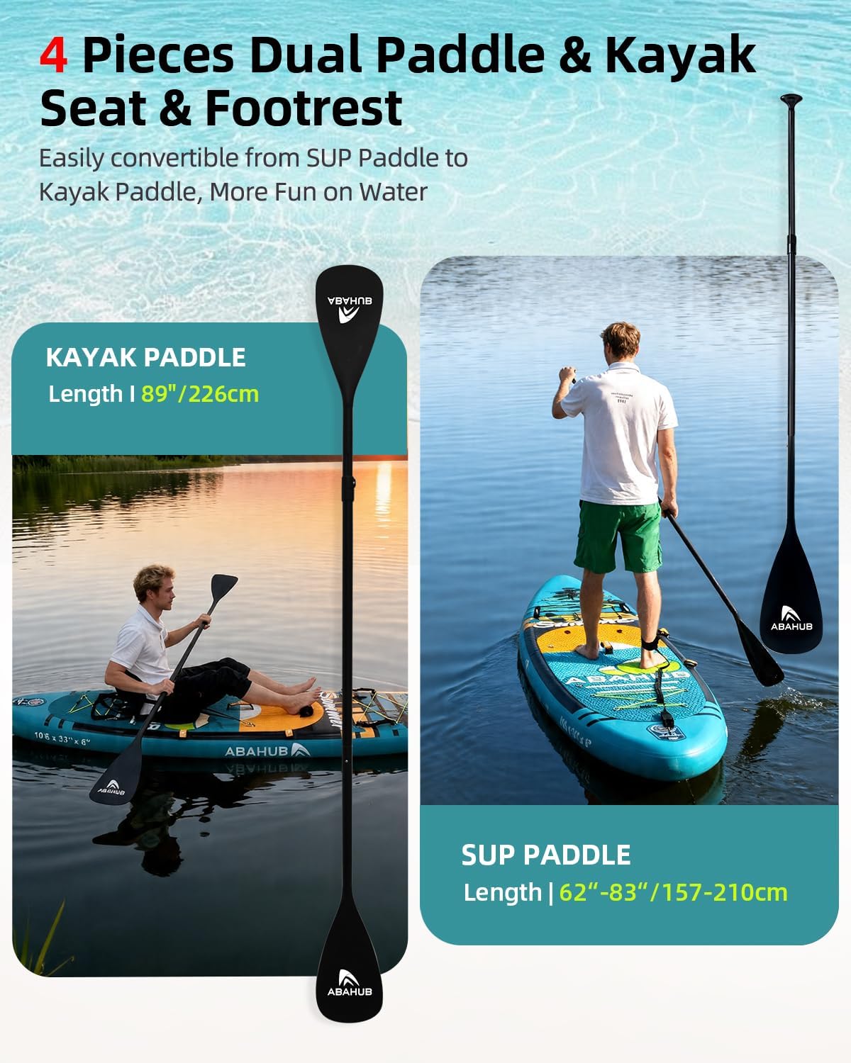Wide 10.6ft x 31/34in Inflatab - Fishing Kayak Paddle review and price